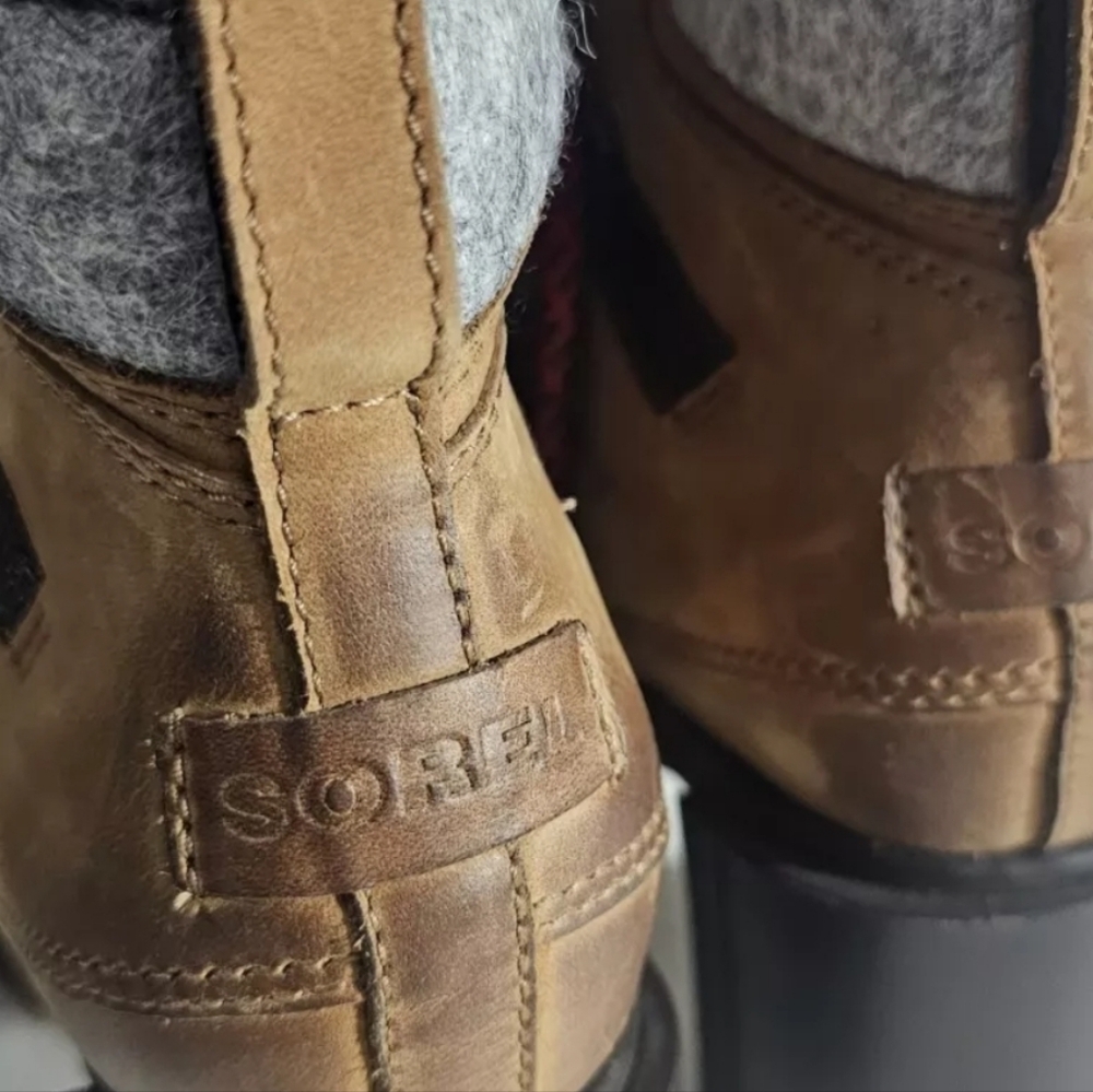 Sorel Blake Lace Up Bootie Womens Waterproof Leather Heel Boots, Velvet Tan US 7